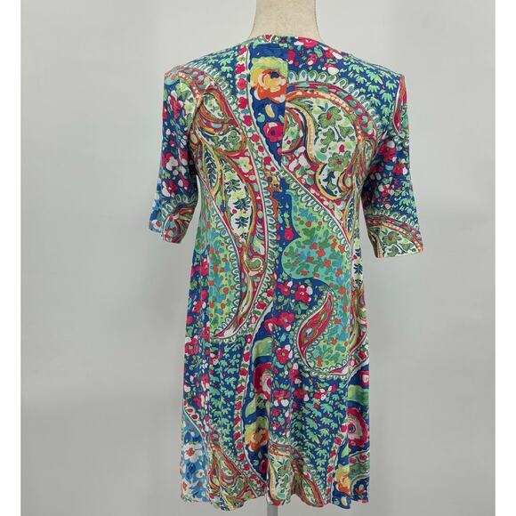 84. Cynthia Rowley Paisley Print Tunic Dress Size Small - Boho Summer Vibes - Picture 2 of 11